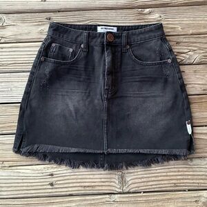 One X Oneteaspoon Size 25 Black Gray 2020 Mini Skirt High Waist Distressed